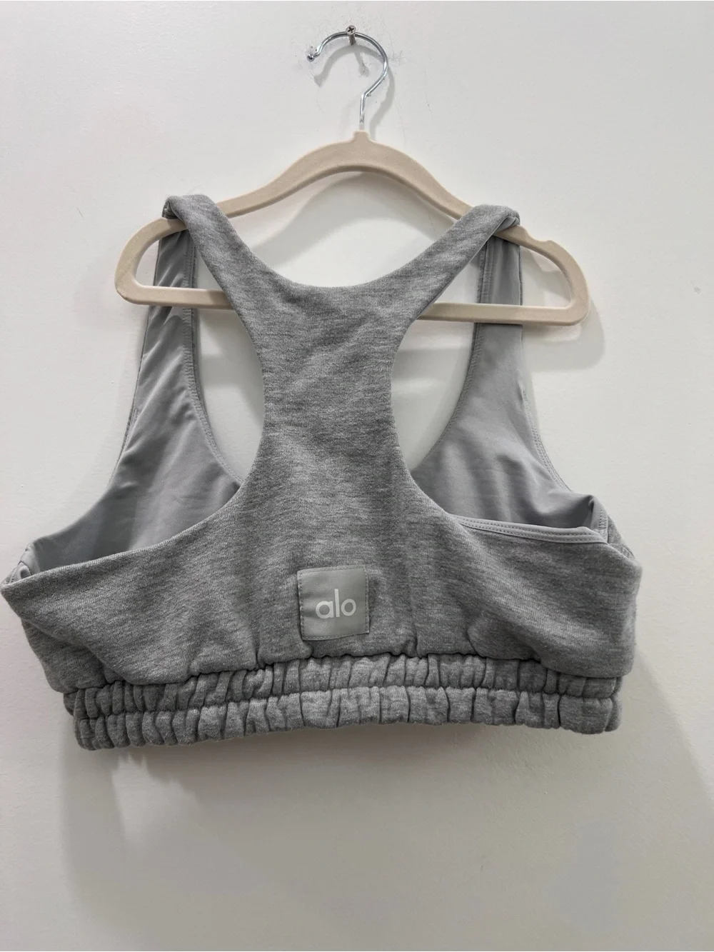 Alo Light Gray Ribbed Sports Bra - XS